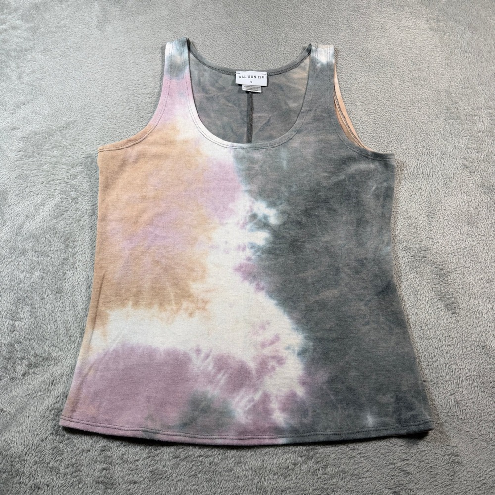 Allison Izu Tank Top Women Small Multi Tie Dye Scoop Neck Rayon Spandex